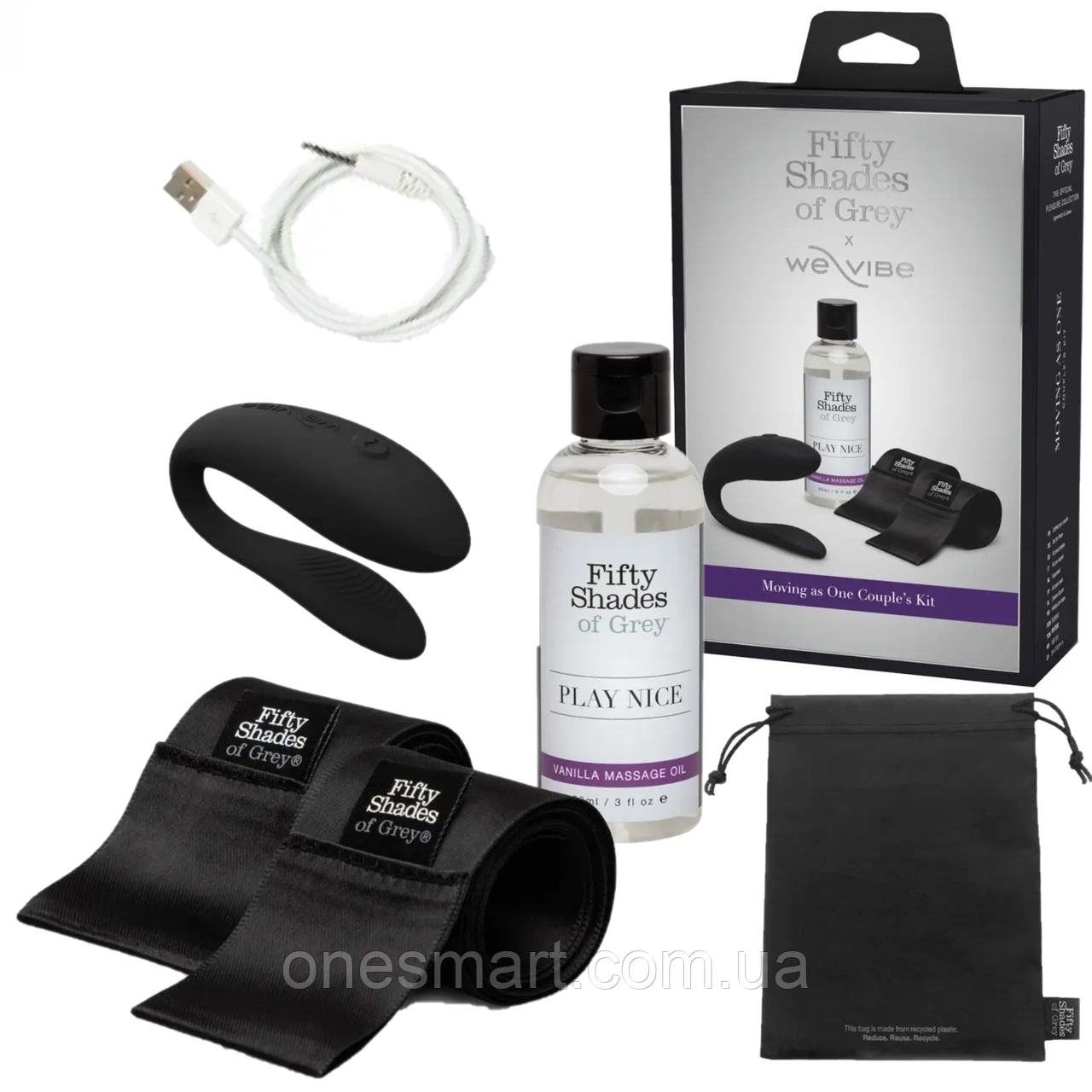 Набір секс іграшок із парним вібратором "Sync Lite" We-Vibe і "Moving As One" Fifty Shades of Grey, фото 1