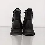 Черевики жіночі зимові Lonza шкіряні чорні з блискавкою та шнурівкою, фото 5