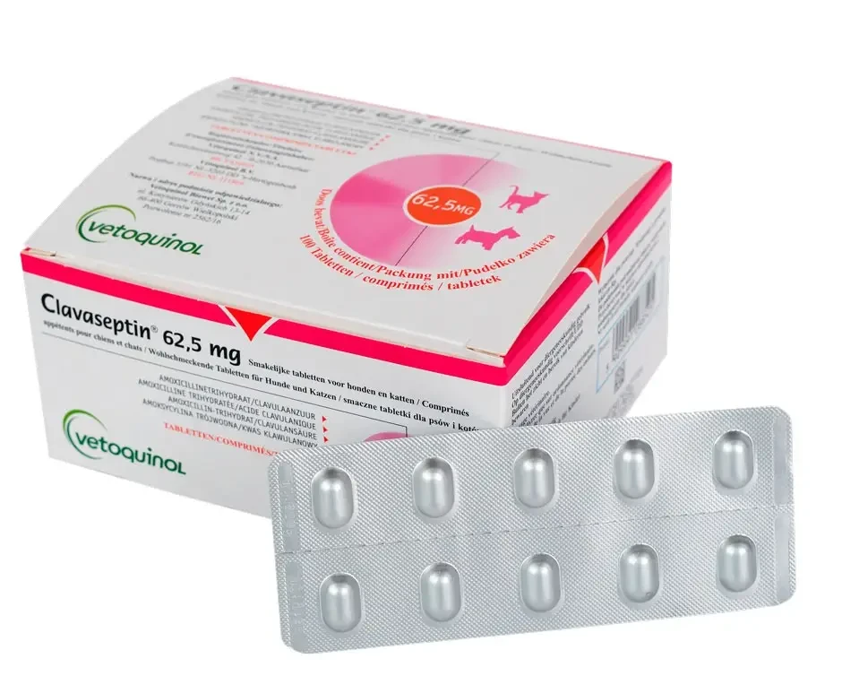 Антибіотик для собак та котів Клавасептин (Clavaseptin) 62.5 мг Vetoquinol 10 таблеток