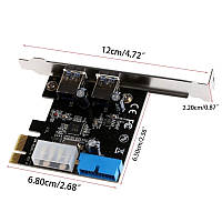 Usb pci-e Контроллер на заднюю панель 2 Ports PCI Express USB 3.0 molex 4-Pin & 20 Pin