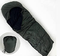 Спальник зимний с подкладкой из флиса широкий 220х85 см с капюшоном, в компрессионном мешке, спальный мешок