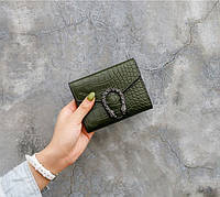 Жіночий міні гаманець клатч підкова під рептилію, маленький гаманець еко шкіра з підковою Зелений BuyIT