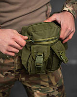 Тактическая сумка поясная на ногу Luminus с 4 карманами олива Армейская сумка на пояс и ногу олива