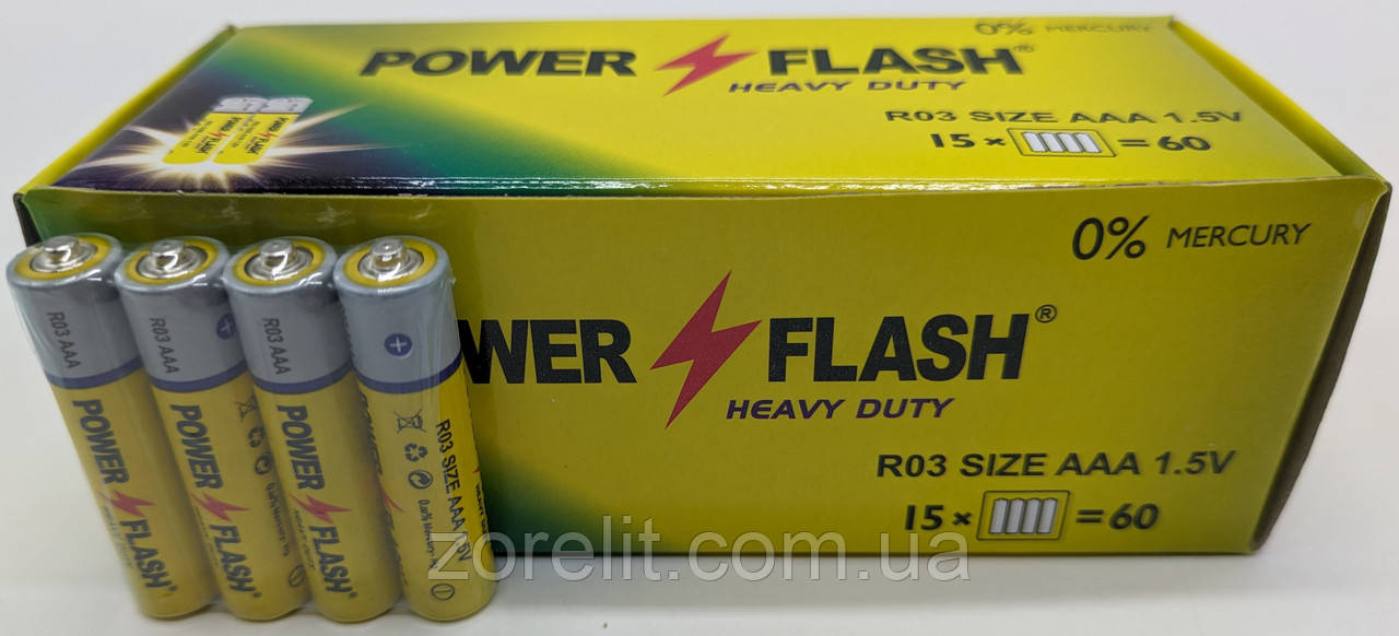 Батарейка AAA (R03) Power Flash ціна за 1 блістер (4 батарейки)