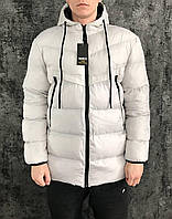Мужская куртка зимняя Мужская зимняя теплая удлиненная куртка светло-серого цвета, Турция