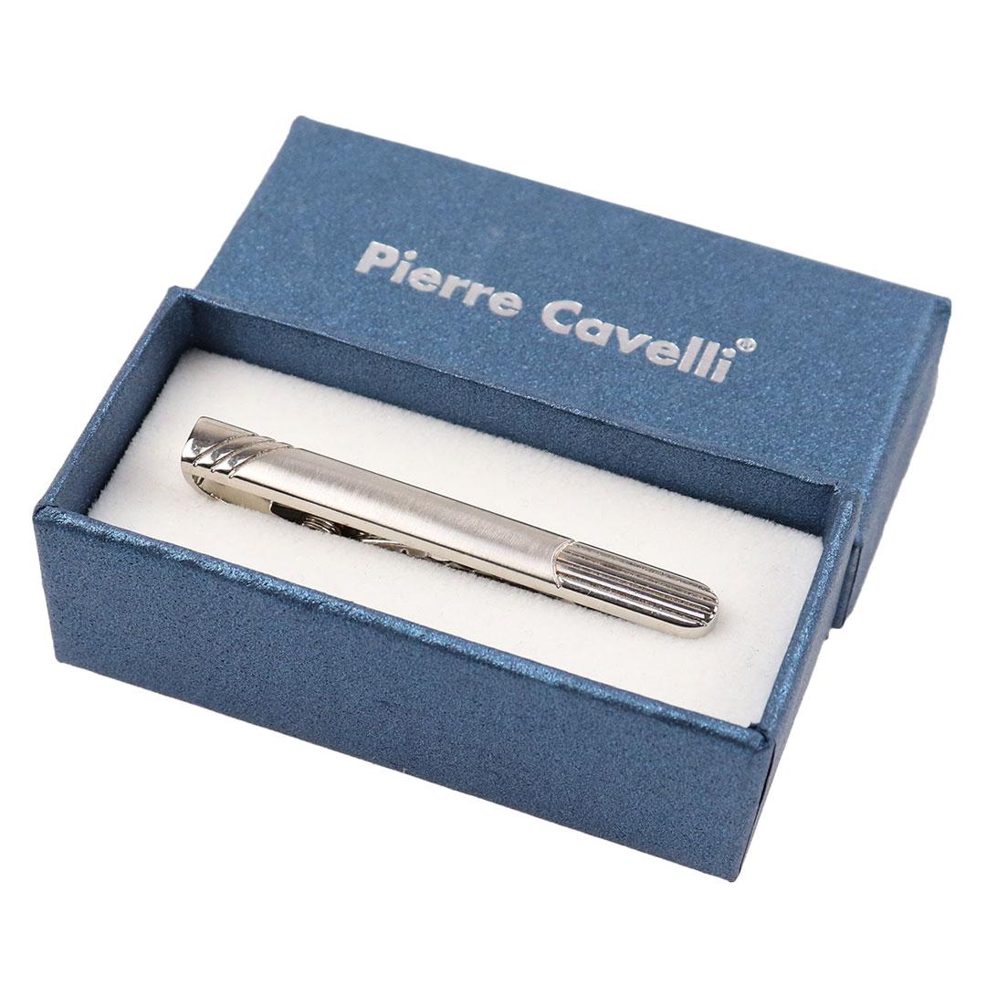 Сріблястий затискач для краватки Pierre Cavelli S2212