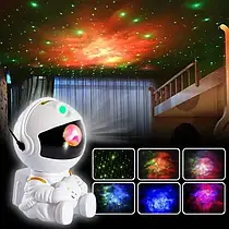Лазерний нічник проектор зоряного неба астронавт сидячи з пультом, нічник світильник космос, дитячий нічник
