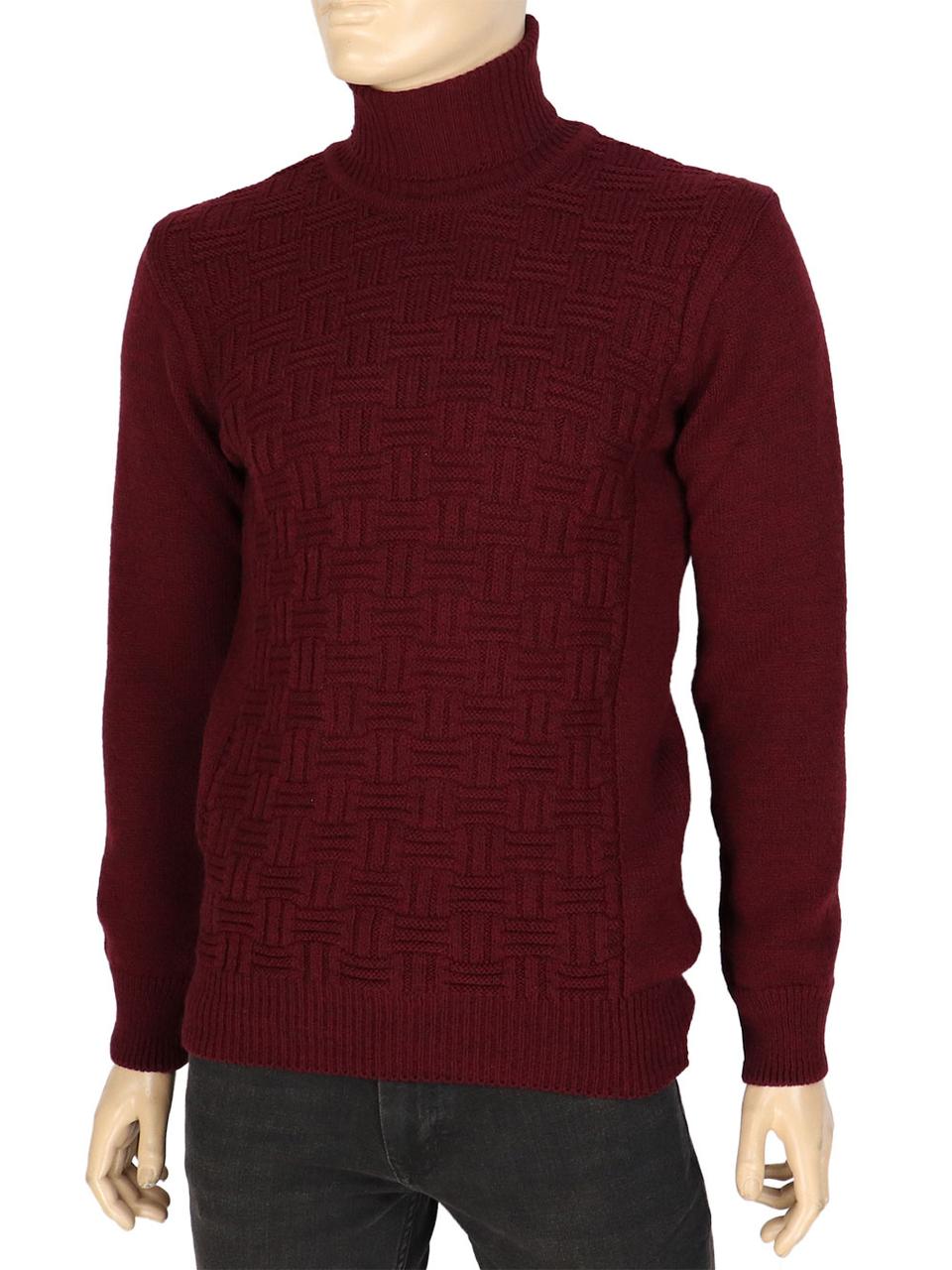 Бордовий зимовий светр для чоловіків Turhan 374 Bordo