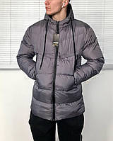Мужская куртка зимняя Мужская зимняя теплая удлиненная куртка цвета графит, Турция