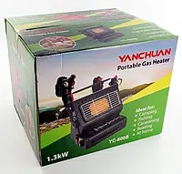 Портативный газовый обогреватель плита 2в1 Yanchuan YC-808B, газовая плитка с функцией обогрева