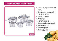 Набор посуды из нержавеющей стали 10 предметов BN-203