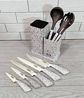 Набор кухонных ножей + набор кухонных принадлежностей Benson BN-413 9 предметов на подставке