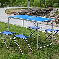 Стол для пикника, рыбалки складной + 4 стула, Синий