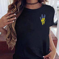 Жіноча патріотична футболка з вишивкою турецький кулір оверсайз Мод 514
