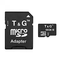 Карта Памяти T&G MicroSDHC 16gb UHS-1 10 Class & Adapter Чёрная