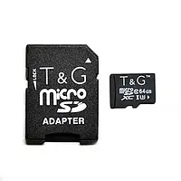 Карта Памяти T&G MicroSDXC 64gb UHS-1 10 Class & Adapter Чёрная