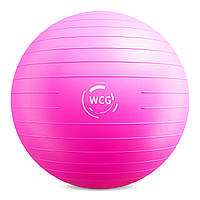 Мяч для йоги и фитнеса (фитбол) 75 см WCG Anti-Burst Розовый для дома и спортзала с нагрузкой до 300 кг
