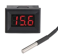Термометр цифровой врезной малый красный 32х20мм
