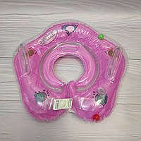 Коло для купання немовлят із ручками, надувний круг на шию для купання новонароджених, рожевий