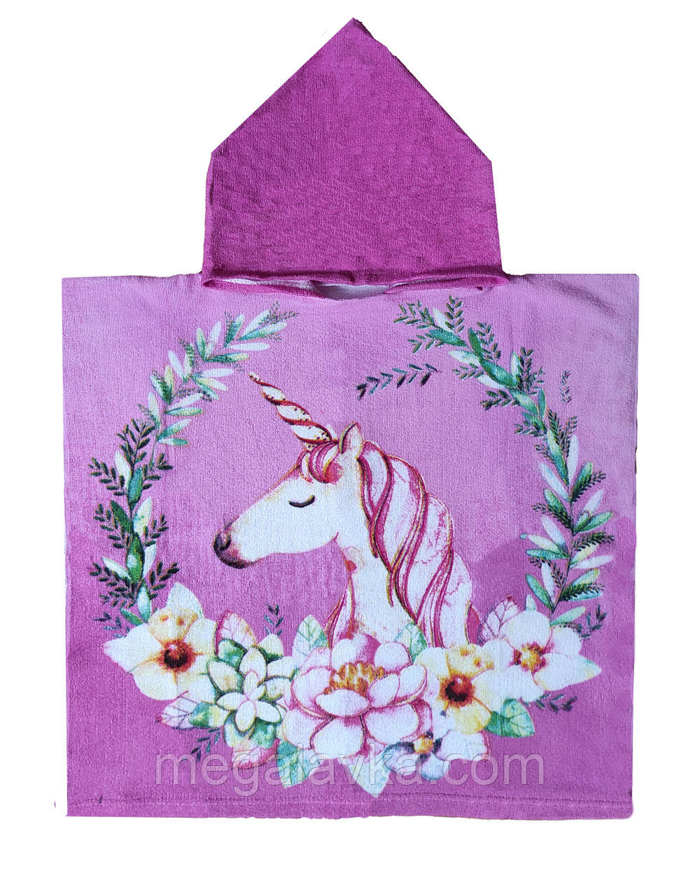 Дитячий лазневий рушник із капюшоном Єдиноріг у квітковому колі HomeBrand