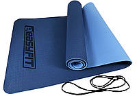 Коврик для йоги и фитнеса EasyFit TPE+TC 6 мм двухслойный синий-голубой лучшая цена с быстрой доставкой по