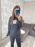 Сіра жіноча піжама для дому костюм домашній жіночий штани та кофта Fellix, фото 4