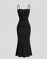 Женское длинное платье стильное модное как Skims элегантное трендовый фит без рукавов черный, шоколад