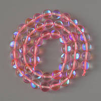 Намистини Опалове скло гладка кулька рожевий прозорий хамелеон d-8мм + - L-38см + - на нитці купити біжутерію