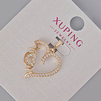 Кулон Xuping "Серце" з білими стразами d-23х18мм+- Позолота 18К купити біжутерію дешево оптом в інтернеті