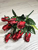 Штучні троянди. Букет штучних троянд ( 46 см, 9 бутонів, червоні), фото 4