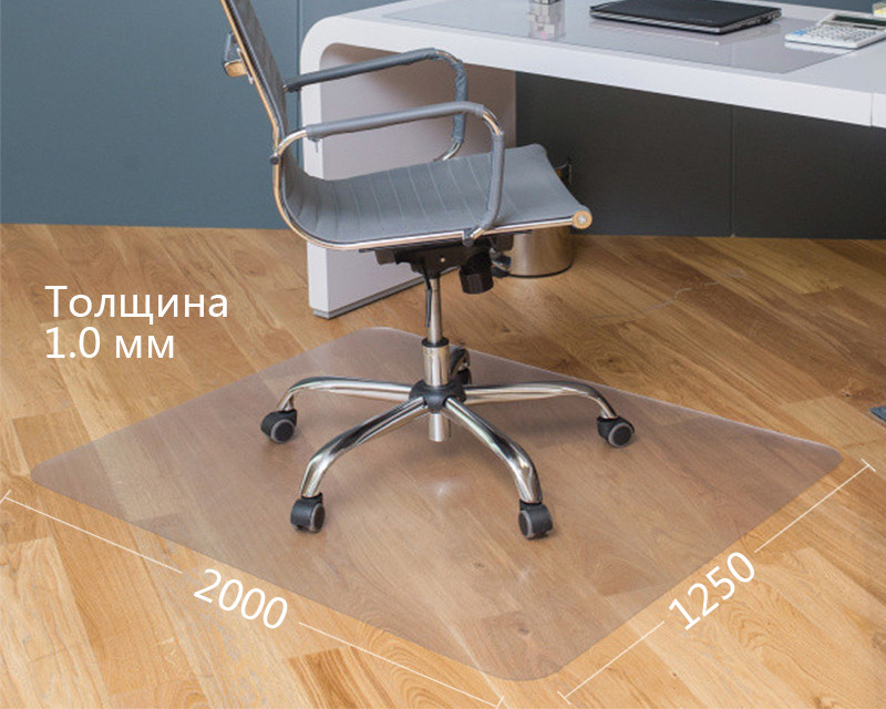 Захисний килимок під офісне крісло 200х125х0.01 см Оскар з округленими кутами Прозорий для дому та офісу