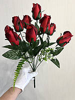Штучні троянди. Букет штучних троянд ( 46 см, 9 бутонів, червоні), фото 2