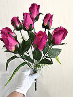 Штучні троянди. Букет штучних троянд ( 46 см, 9 бутонів, бордова), фото 3
