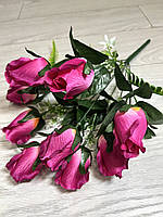 Штучні троянди. Букет штучних троянд ( 46 см, 9 бутонів, бордова), фото 4