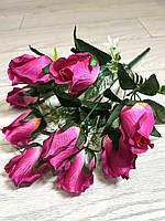 Штучні троянди. Букет штучних троянд ( 46 см, 9 бутонів, бордова), фото 5