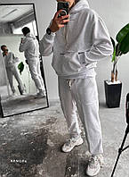 Мужской городской костюм в стиле кэжуал (серый меланж) красивый повседневный комплект худи штаны skengp4