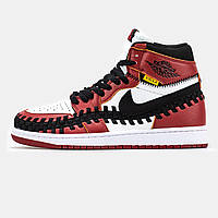 Мужские кроссовки Nike Air Jordan 1 Retro High x Union L.A Red Black White, кожаные кроссовки найк аир джордан