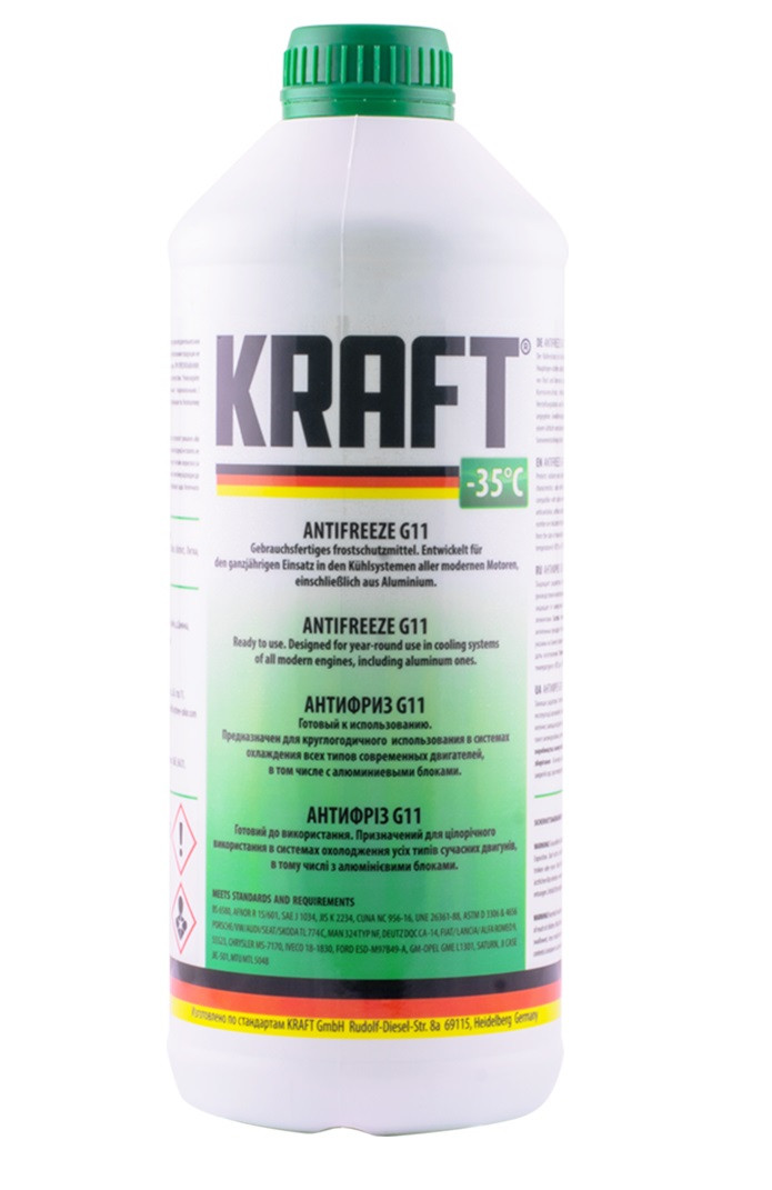 Антифриз ANTI-FREEZE KRAFT G11 (зелений) (-35) 1,5 л