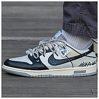 Мужские кроссовки Nike SB Dunk Low Off-White Beige Black, кожаные кроссовки найк сб данк лов офф вайт