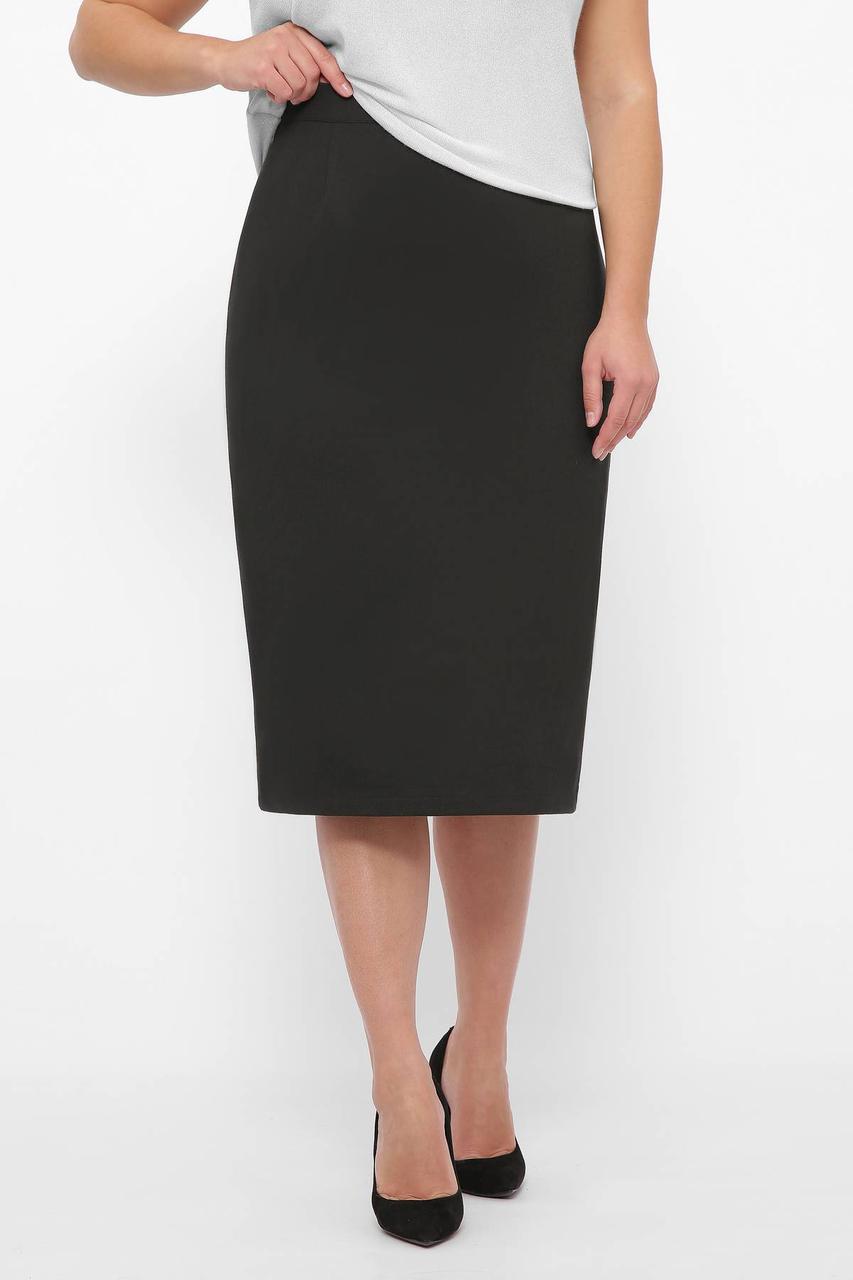 Жіноча спідниця карандаш батал з щільного трикотажу темно-сіра
