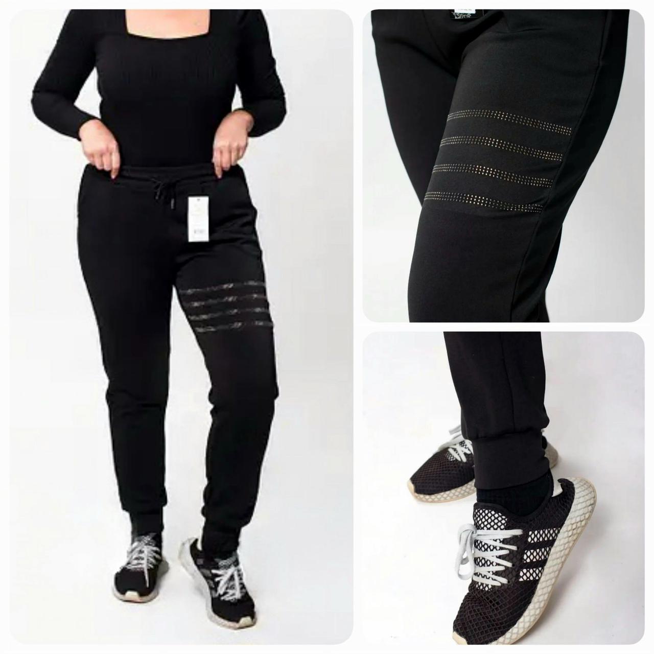 Жіночі спортивні штани з камінням на хутрі розмір 44-56. Китай, фото 1