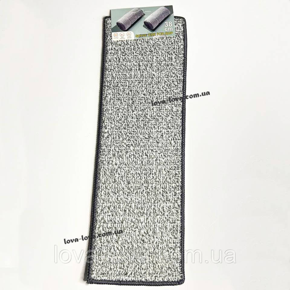 Насадка з мікрофібри для швабри-стрічки розміром 38 х 12,5 см із кріпильними кишеньками з двох боків