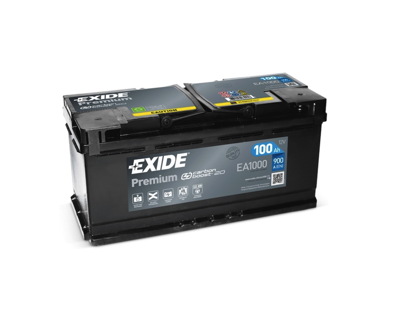 Акумулятор автомобільний EXIDE PREMIUM 100 Ah (R+) (900À) EA1000
