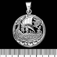 Кулон Драккар з вікінгами (срібло, 925 проба) (sp-204)