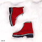 Зимові жіночі черевики із червоної замші 36=23 см, фото 3