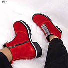 Зимові жіночі черевики із червоної замші 36=23 см, фото 5