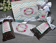 Подарочный набор для женщины "С 8 Марта" Кофе, Чай, Конфеты. Подарункові набори до 8 березня