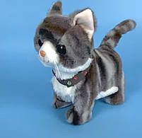 М`яка іграшка Котик, кошеня, інтерактивний, сірий, ходить, співає, реагує на дотик, співає пісні англ, відтворює звуки, у пакеті, фото 3