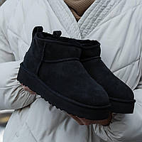 Женская обувь Уги UGG Ultra Mini Mid Platform Black Suede