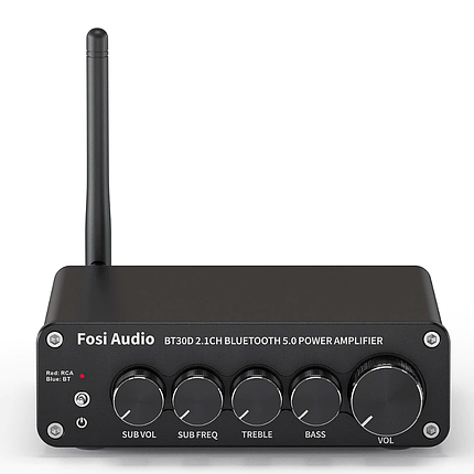 Підсилювач звуку Fosi Audio BT30D black. Bluetooth 5.0, 2x50W+100W, фото 2